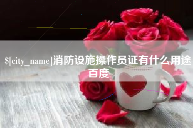 文山消防设施操作员证有什么用途百度